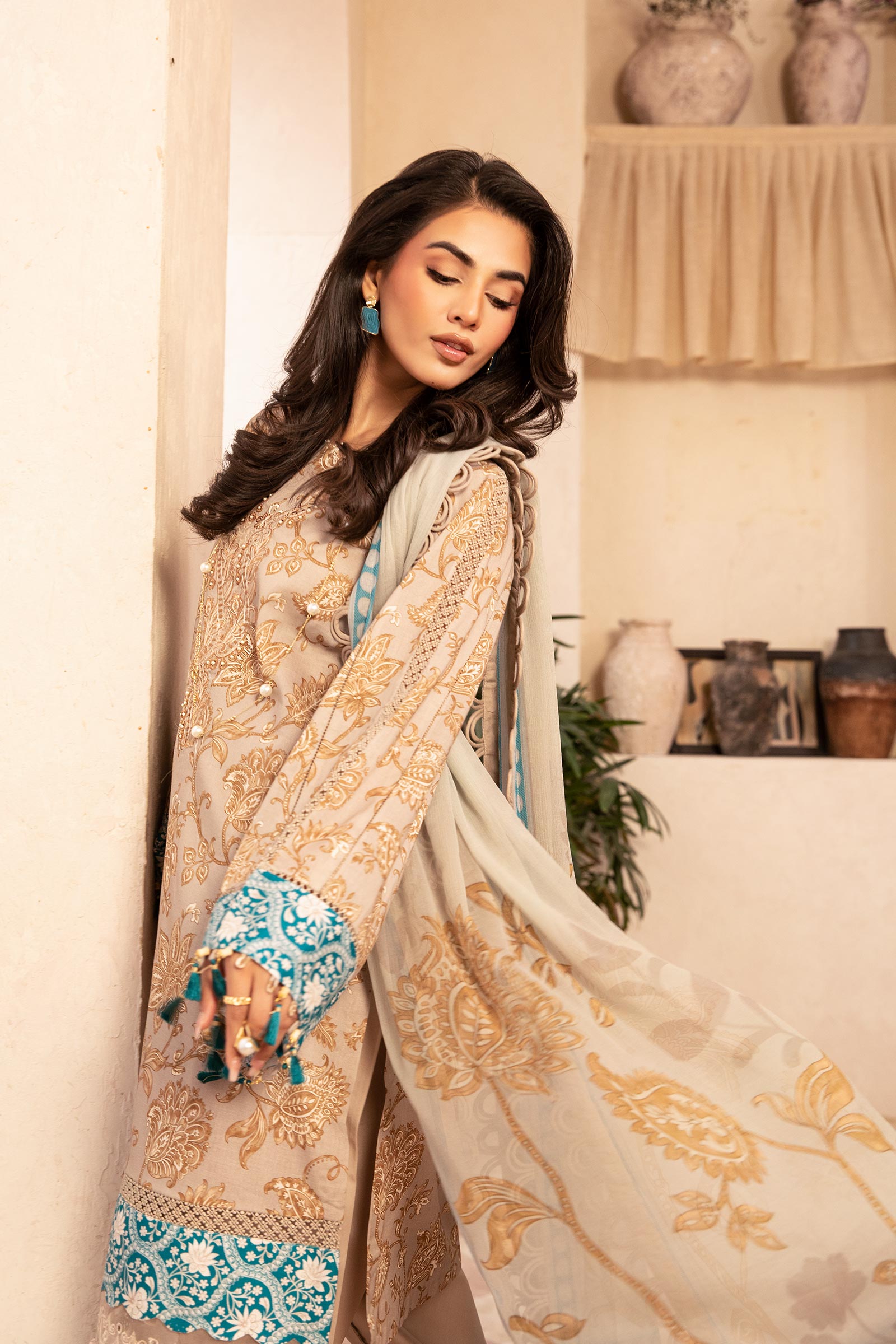 Maria B | Eid Basic Lawn | MB-CUS25-909B XL Beige Lawn