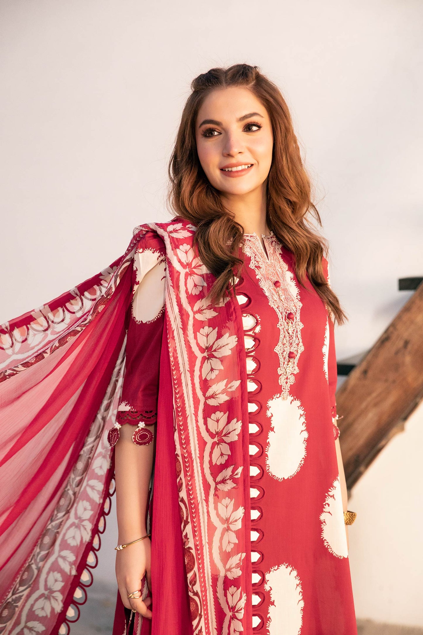 Maria B | Eid Basic Lawn | MB-CUS25-911A XL Maroon Slub Lawn