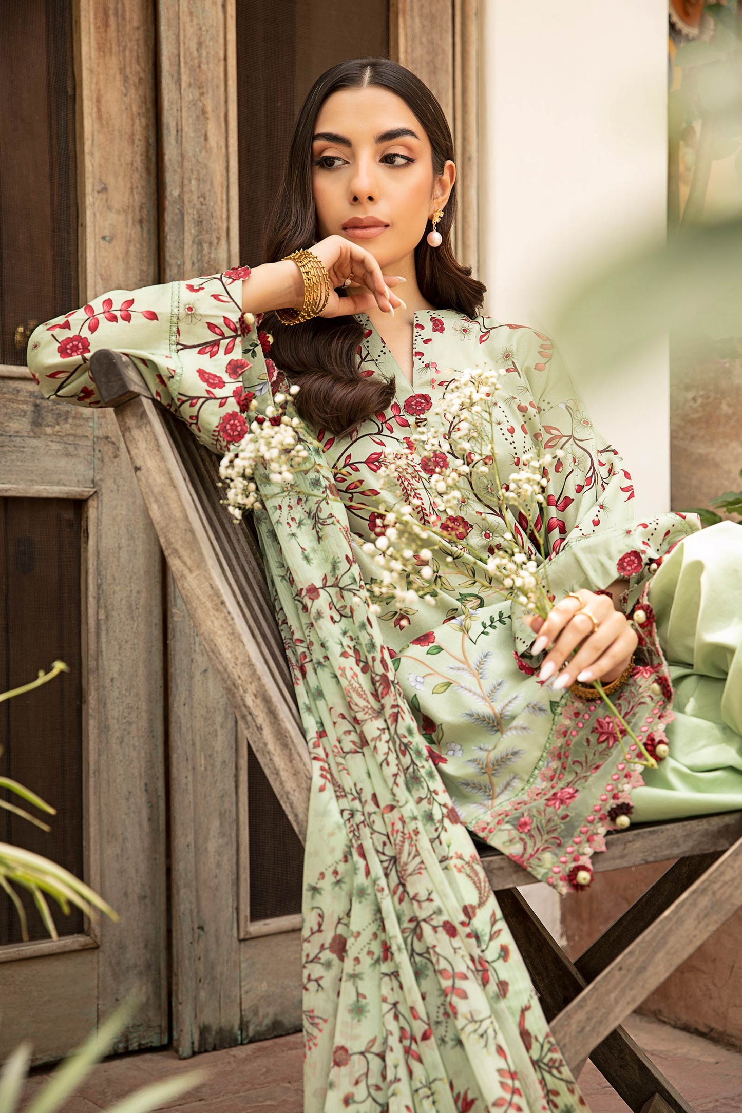 Maria B | Eid Basic Lawn | MB-CUS25-912B L Mint Green Lawn