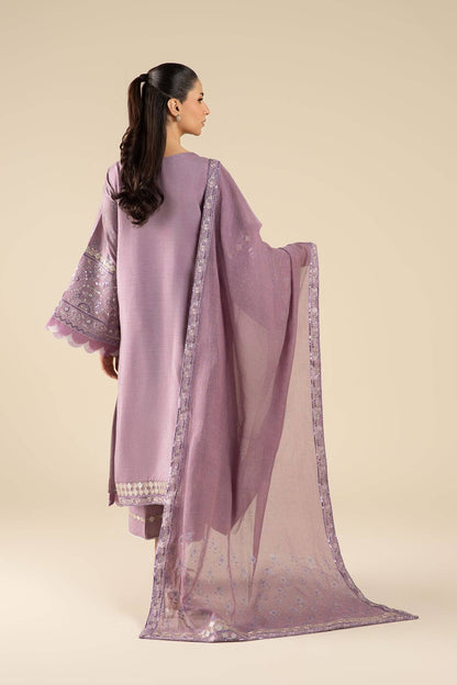 Maria B | Basics RTW | 3 Pc Embroidered Two Tone Silk Suit | MB-FS25-17 - Pakistani Designer Dress - by Maria B | Type: Ladies Clothes - 100% Original at Saira Sultan