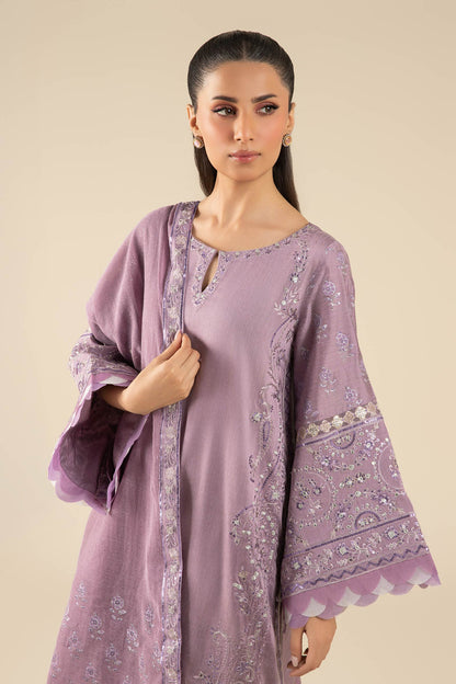 Maria B | Basics RTW | 3 Pc Embroidered Two Tone Silk Suit | MB-FS25-17 M Lilac Silk