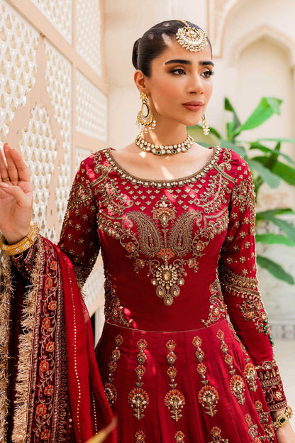 Maria B | Bridal Couture | Deep Red MC-907 - Pakistani Designer Dress - by Maria B | Type: Ladies Clothes - 100% Original at Saira Sultan