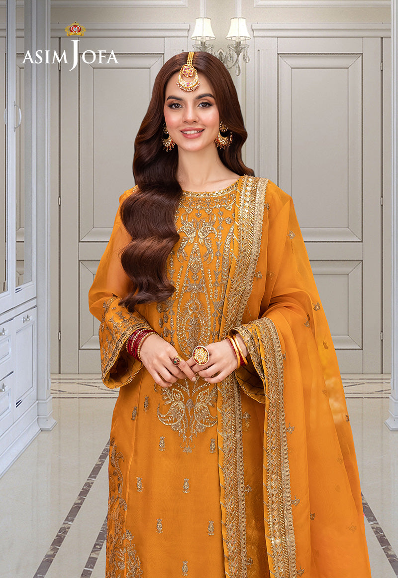 Asim Jofa | festive luxe | AJEM-12 M Mustard Organza
