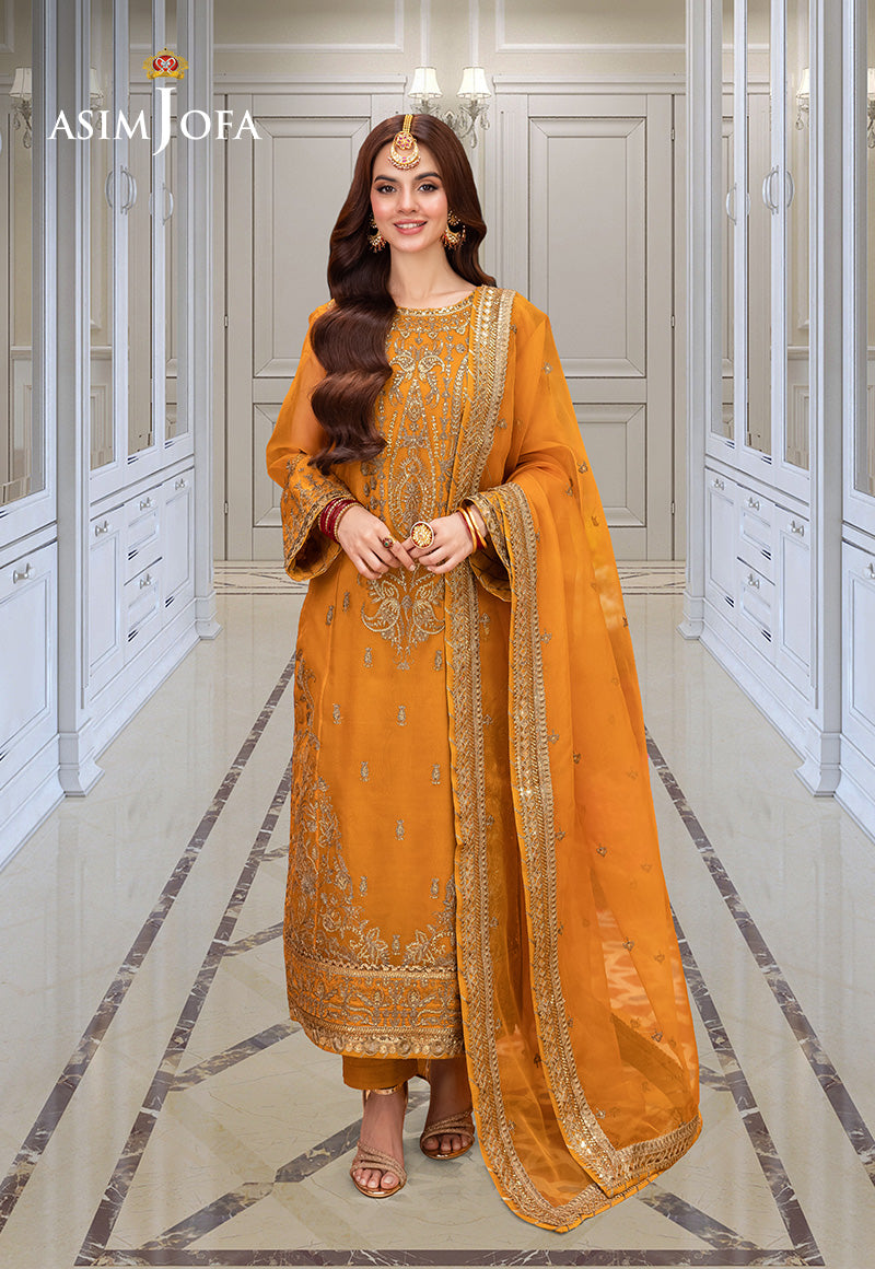Asim Jofa | festive luxe | AJEM-12 XS Mustard Organza