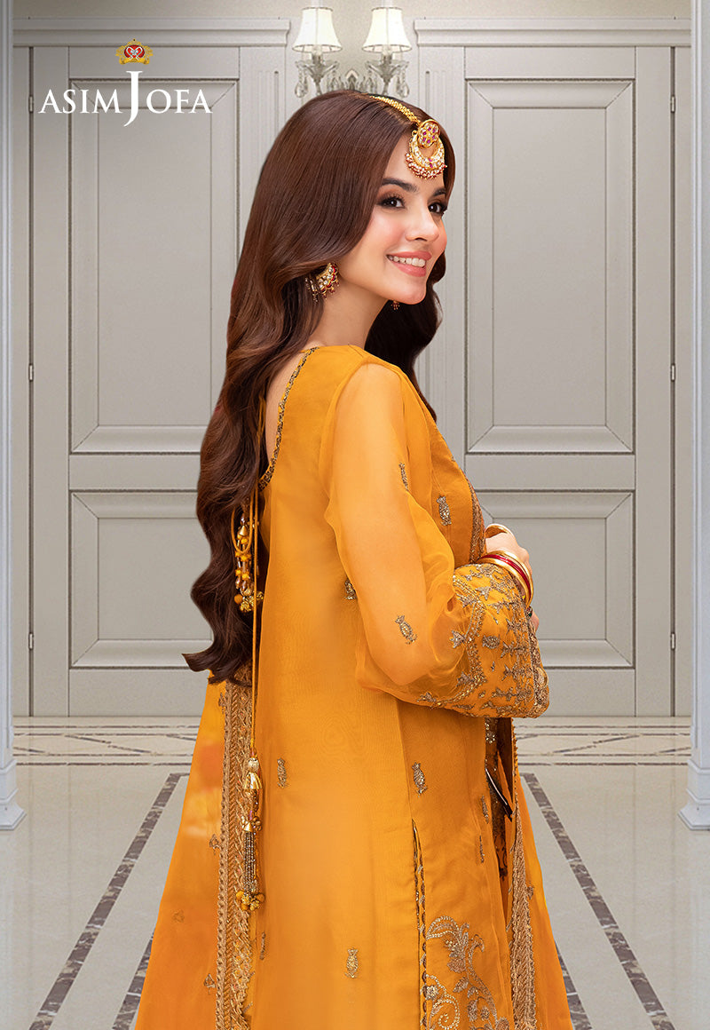 Asim Jofa | festive luxe | AJEM-12 XL Mustard Organza