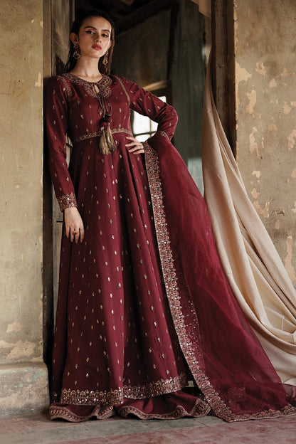 Charizma | Statement Dresses | CMA-4-088 L Maroon Raw Silk