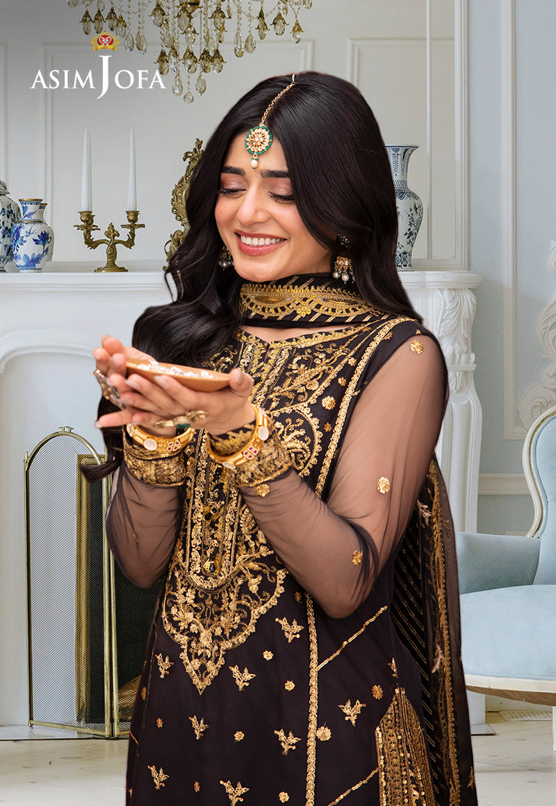 Asim Jofa | festive luxe | AJEM-04 M Black Net