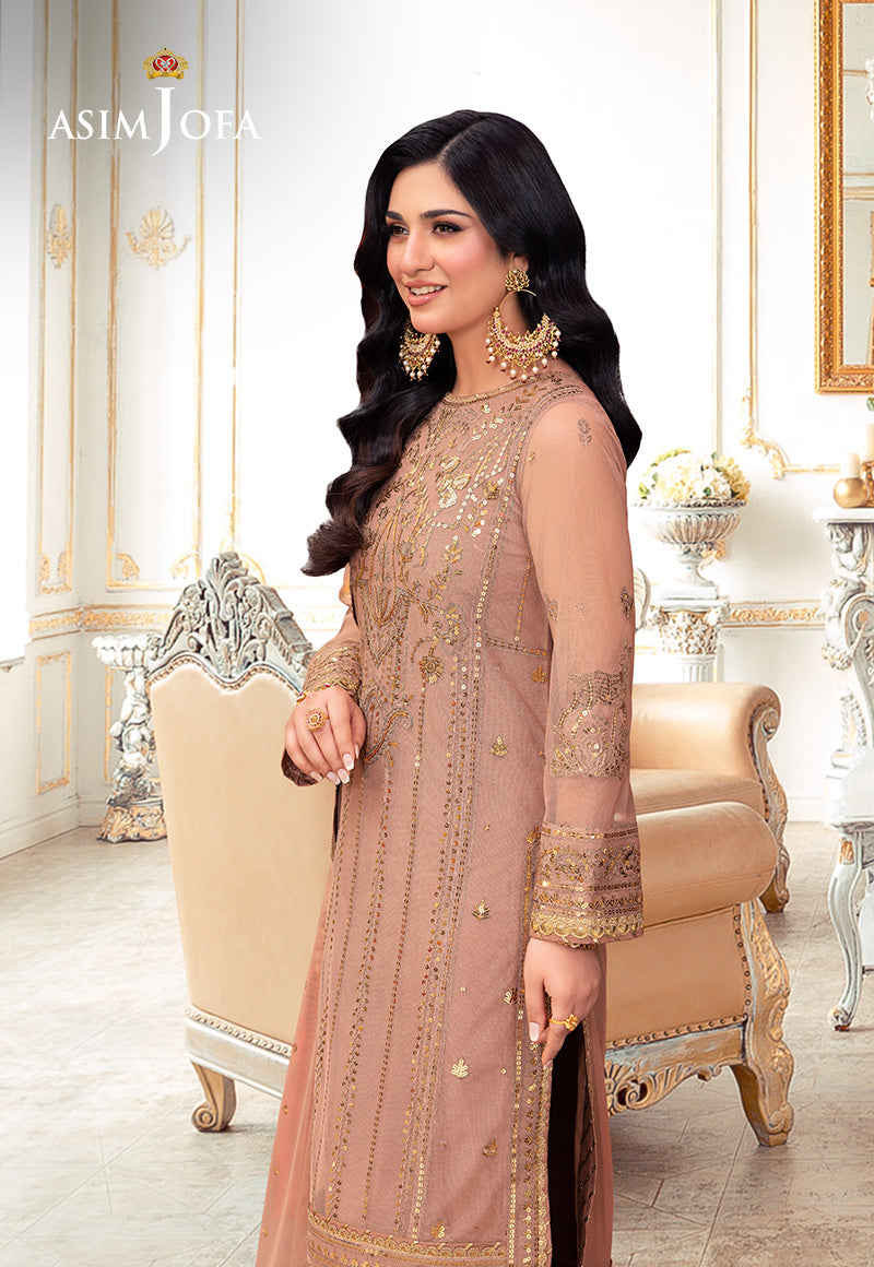 Asim Jofa | festive luxe | AJEM-09 L Nude Pink Net