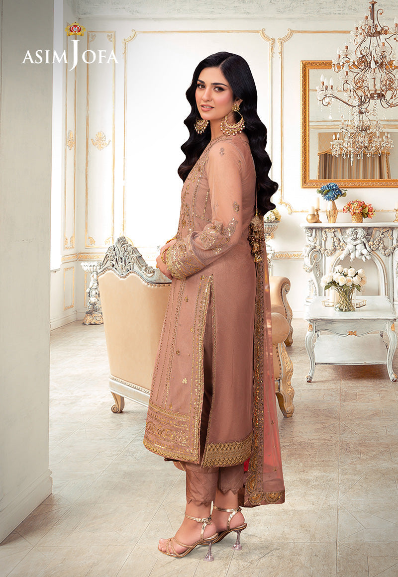 Asim Jofa | festive luxe | AJEM-09 S Nude Pink Net