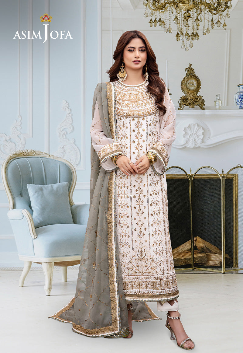Asim Jofa | festive luxe | AJCF-17 XS White Chiffon