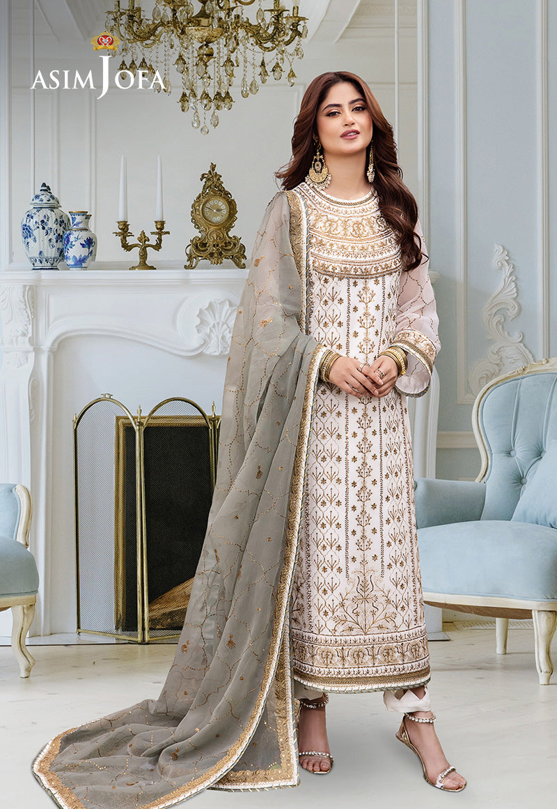 Asim Jofa | festive luxe | AJCF-17 XL White Chiffon