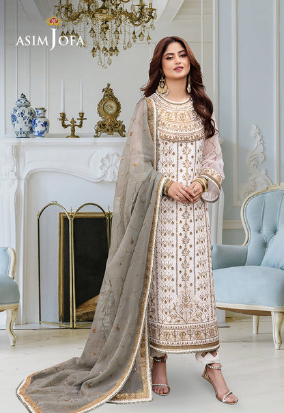 Asim Jofa | festive luxe | AJCF-17 XL White Chiffon