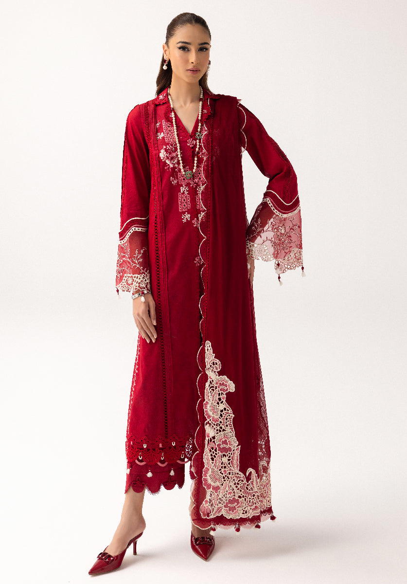 Qalamkar | Basic Pret 25 | KT-02 Jeem XS Maroon Lawn