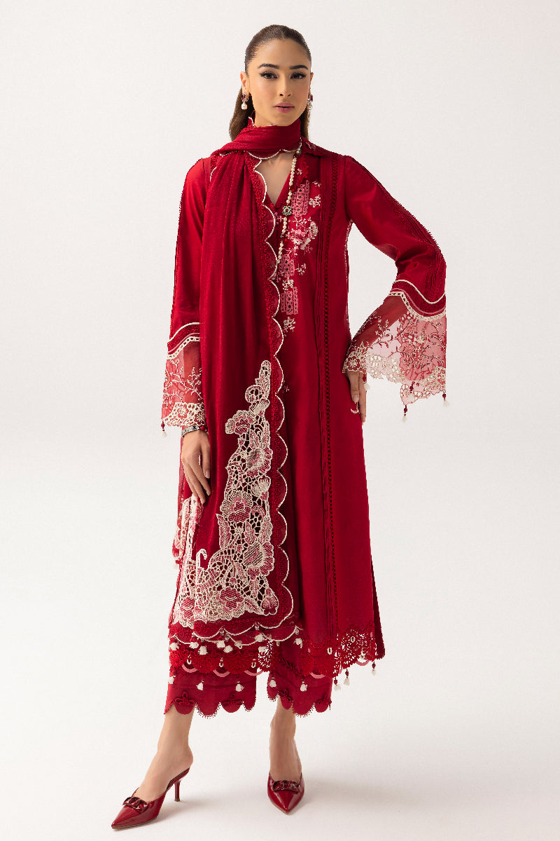 Qalamkar | Basic Pret 25 | KT-02 Jeem XL Maroon Lawn