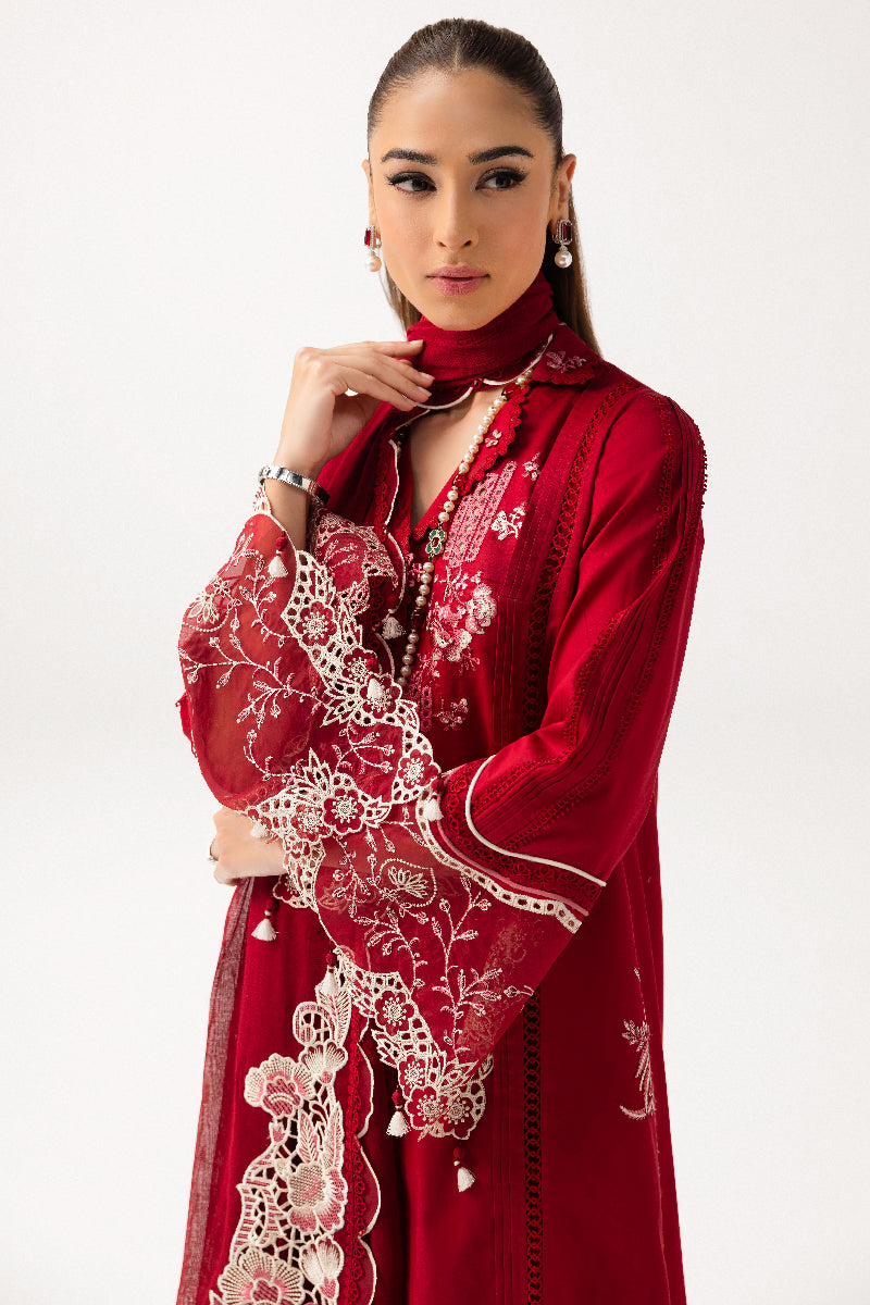 Qalamkar | Basic Pret 25 | KT-02 Jeem M Maroon Lawn