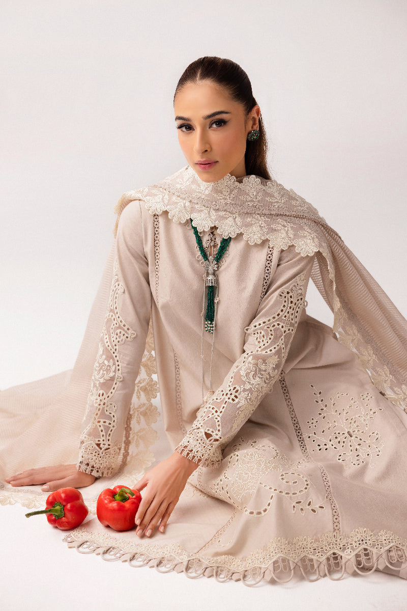 Qalamkar | Basic Pret 25 | KT-03 Naire M Off White Jacquard Weaved Lawn
