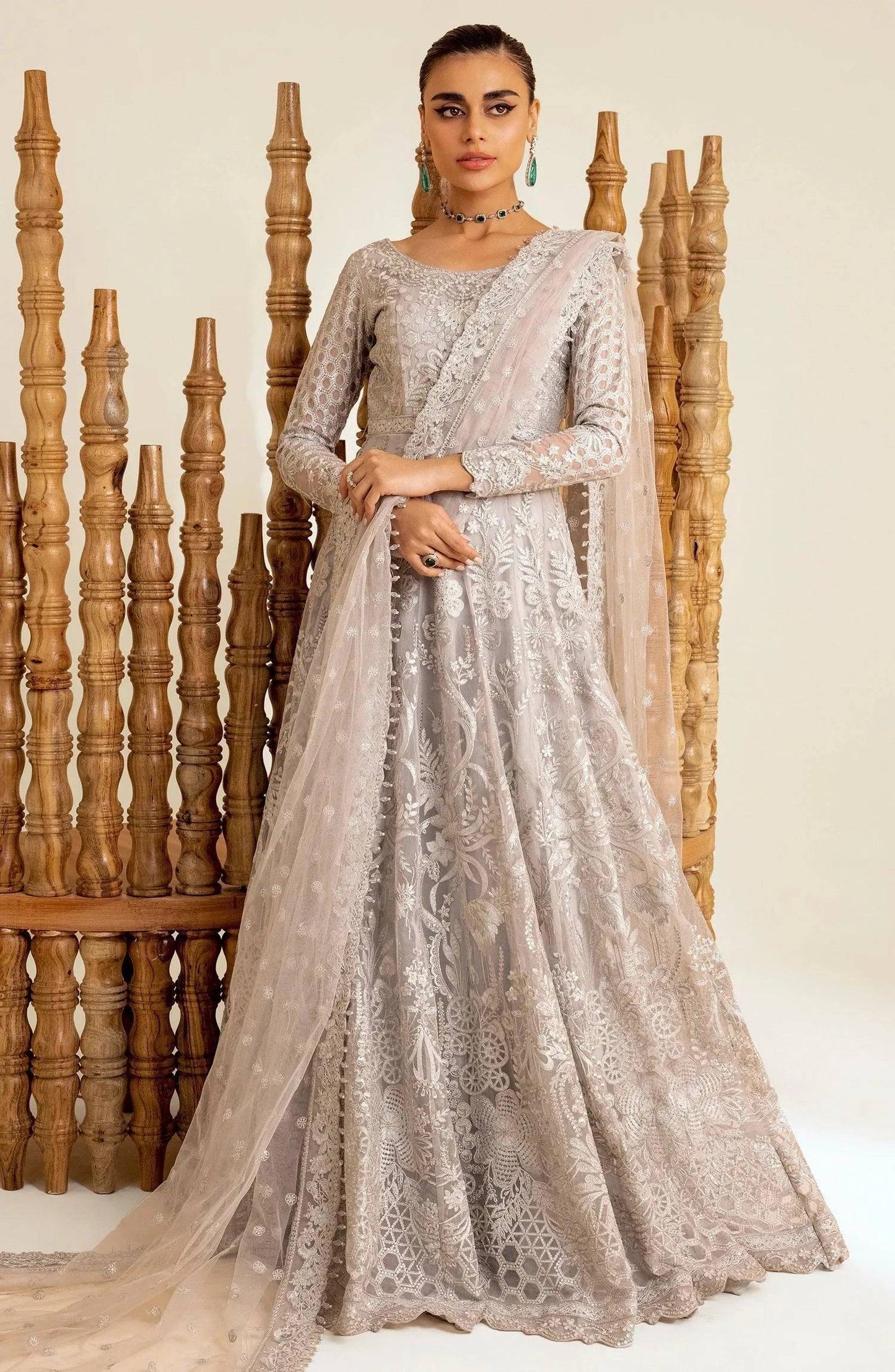 Maryum N Maria | The Brides 23 | Silver Thorn (MS23-535) - Pakistani Designer Dress - by Maryum N Maria | Type: Bridal - 100% Original at Saira Sultan