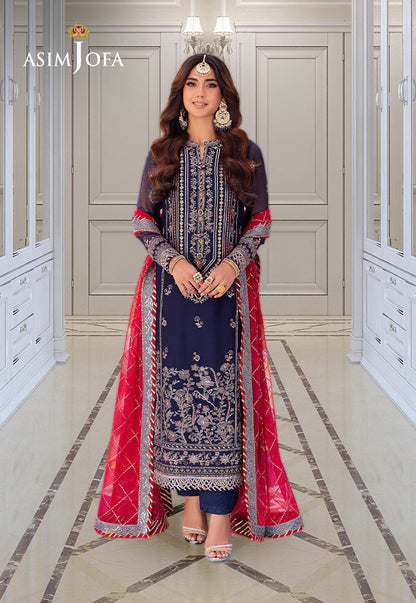 Asim Jofa | festive luxe | AJMJ-07 XS Navy Blue Chiffon