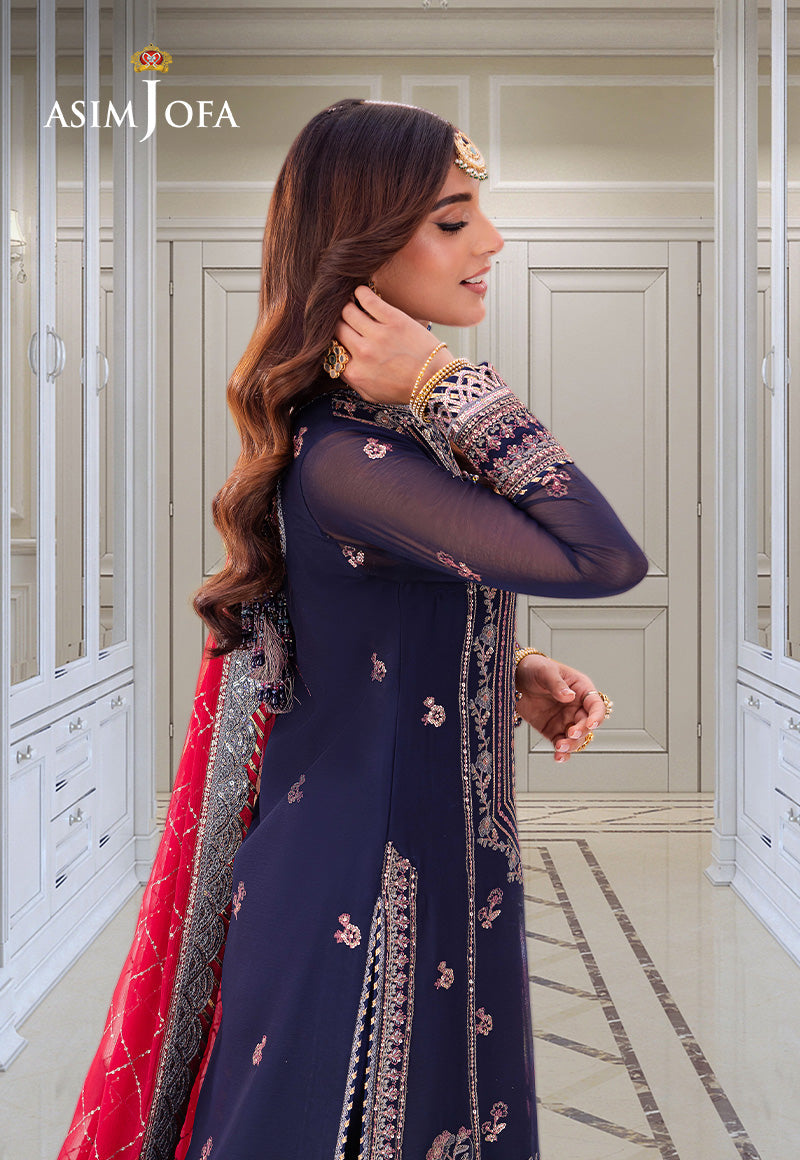 Asim Jofa | festive luxe | AJMJ-07 L Navy Blue Chiffon