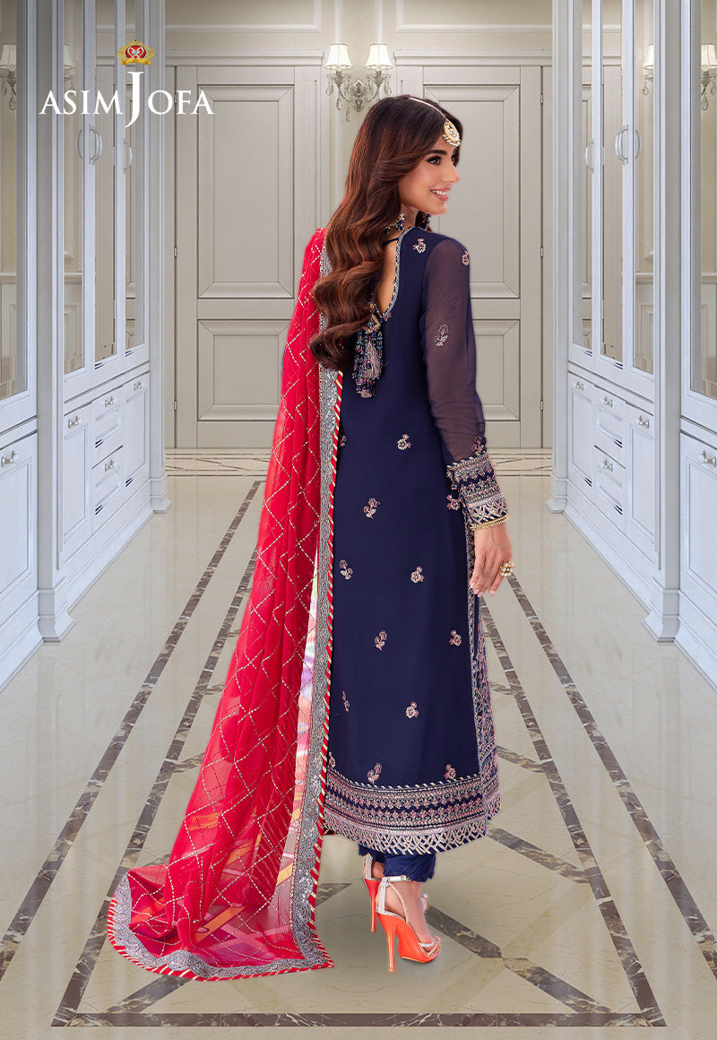 Asim Jofa | festive luxe | AJMJ-07 S Navy Blue Chiffon
