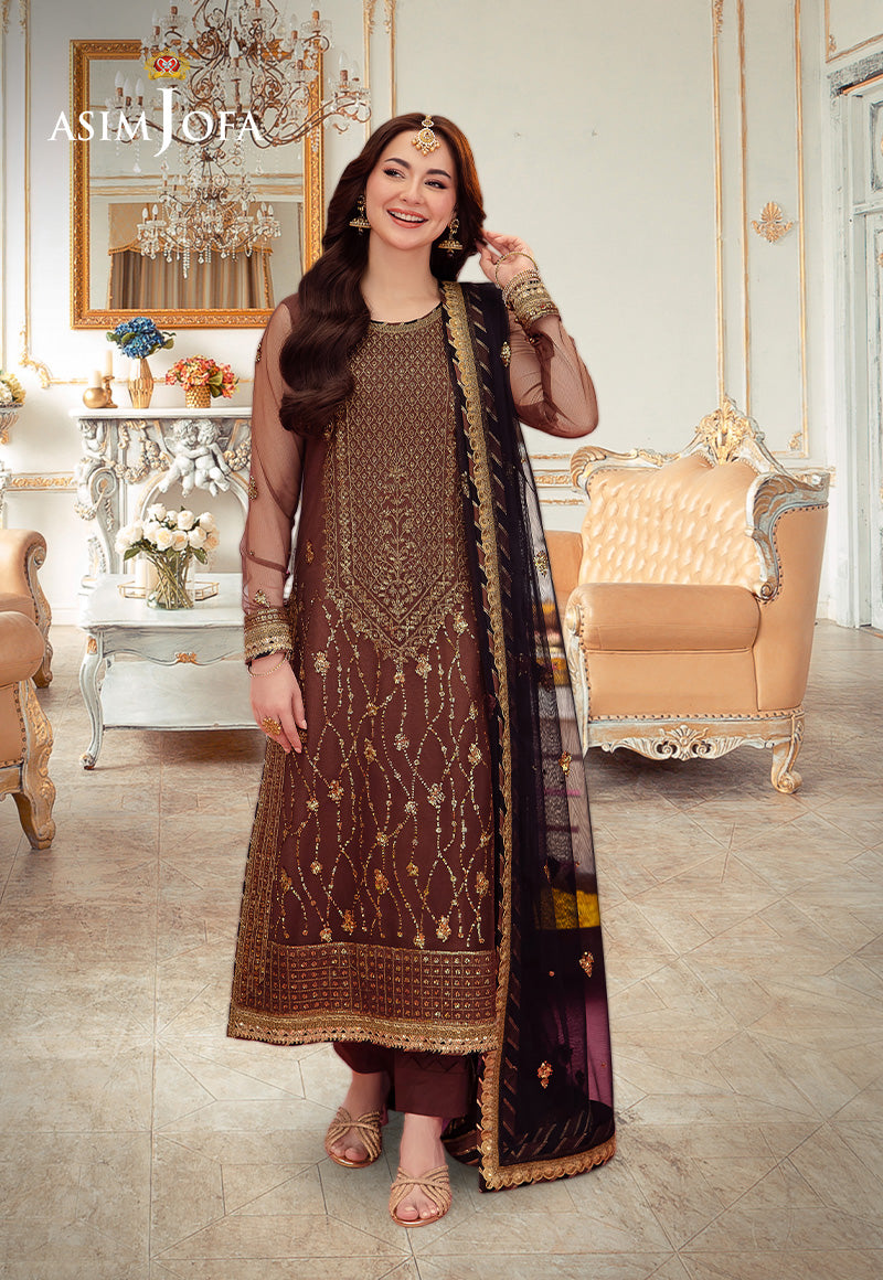 Asim Jofa | festive luxe | AJMJ-24 XS Brown Net