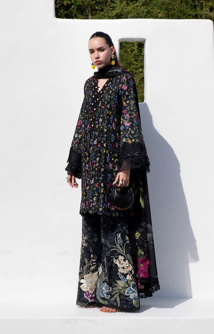 AJR Couture | Printakari Lawn 25 | Midnight Flora XL Black Lawn
