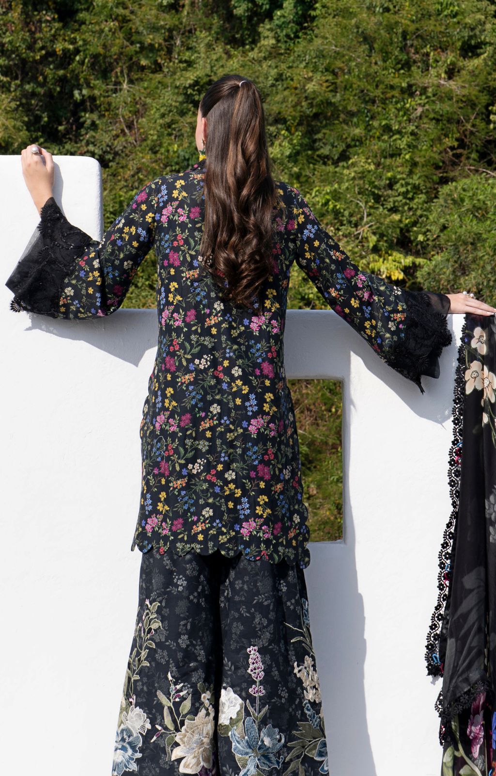 AJR Couture | Printakari Lawn 25 | Midnight Flora S Black Lawn