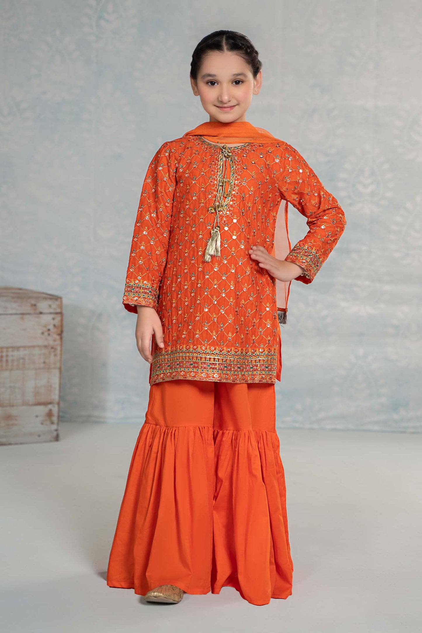 Maria B | 3 Piece Embroidered Lawn Suit | MKD-EF24-09 4-Feb Orange