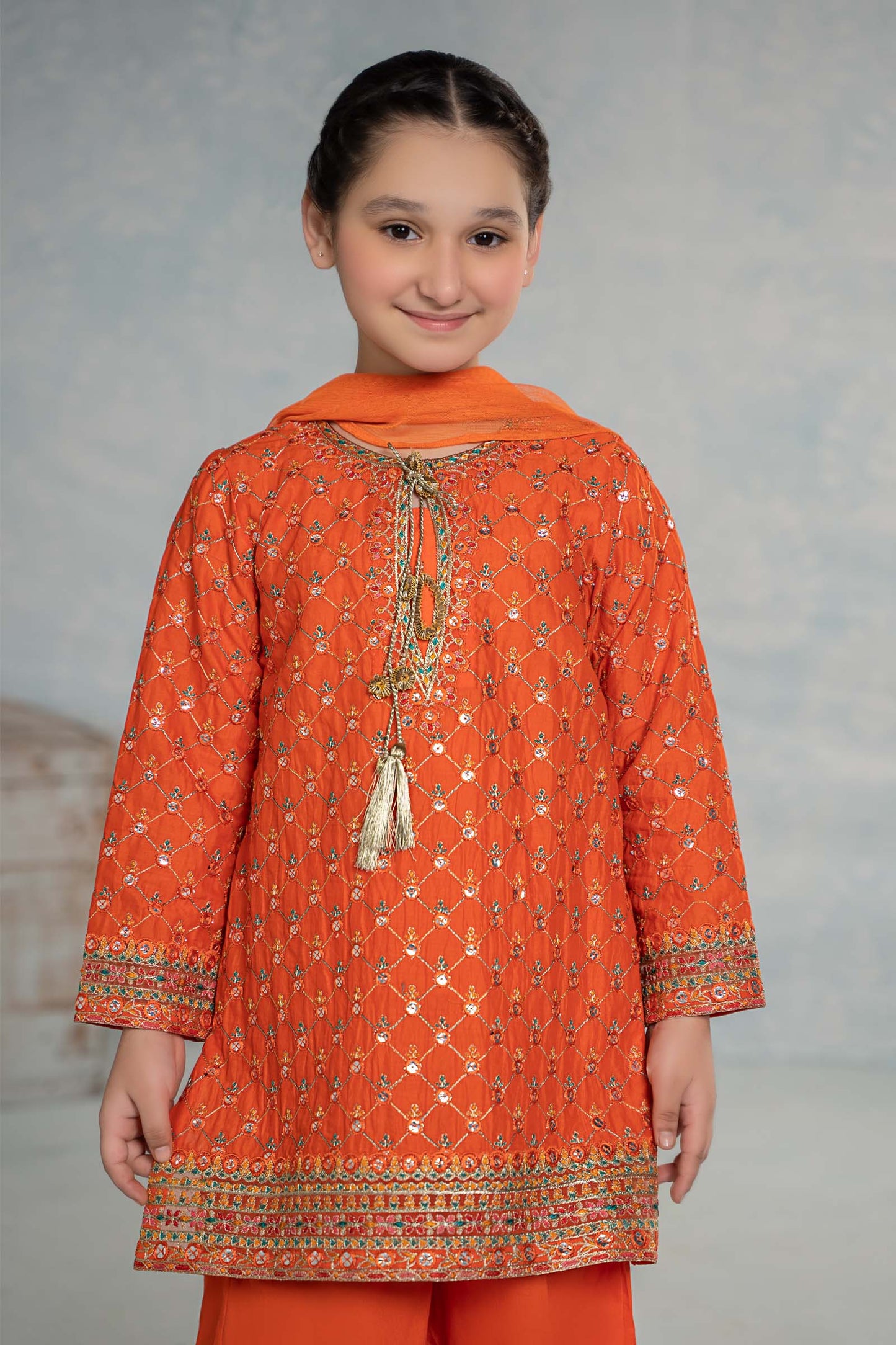 Maria B | 3 Piece Embroidered Lawn Suit | MKD-EF24-09 6-Apr Orange