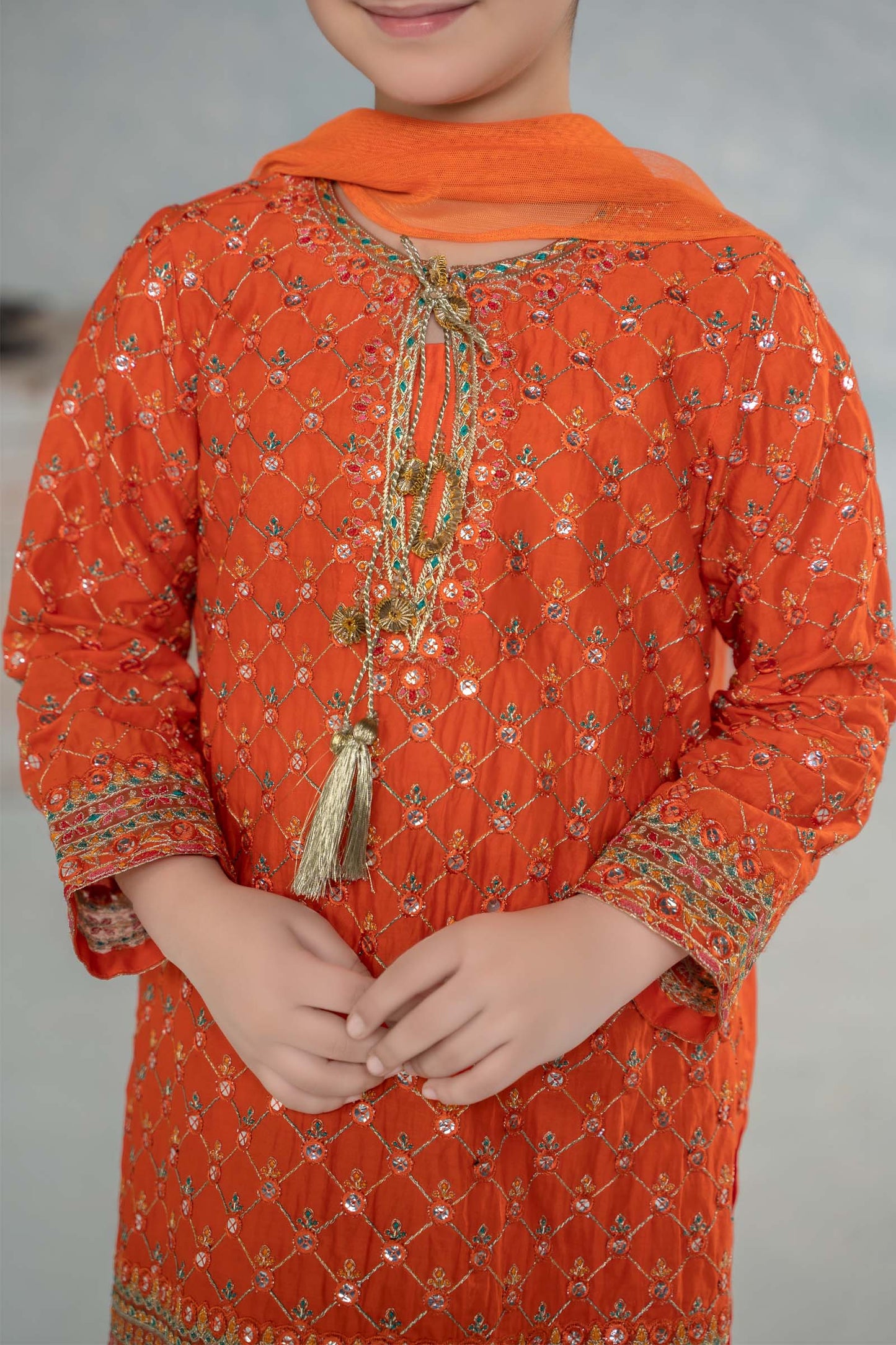 Maria B | 3 Piece Embroidered Lawn Suit | MKD-EF24-09 8-Jun Orange