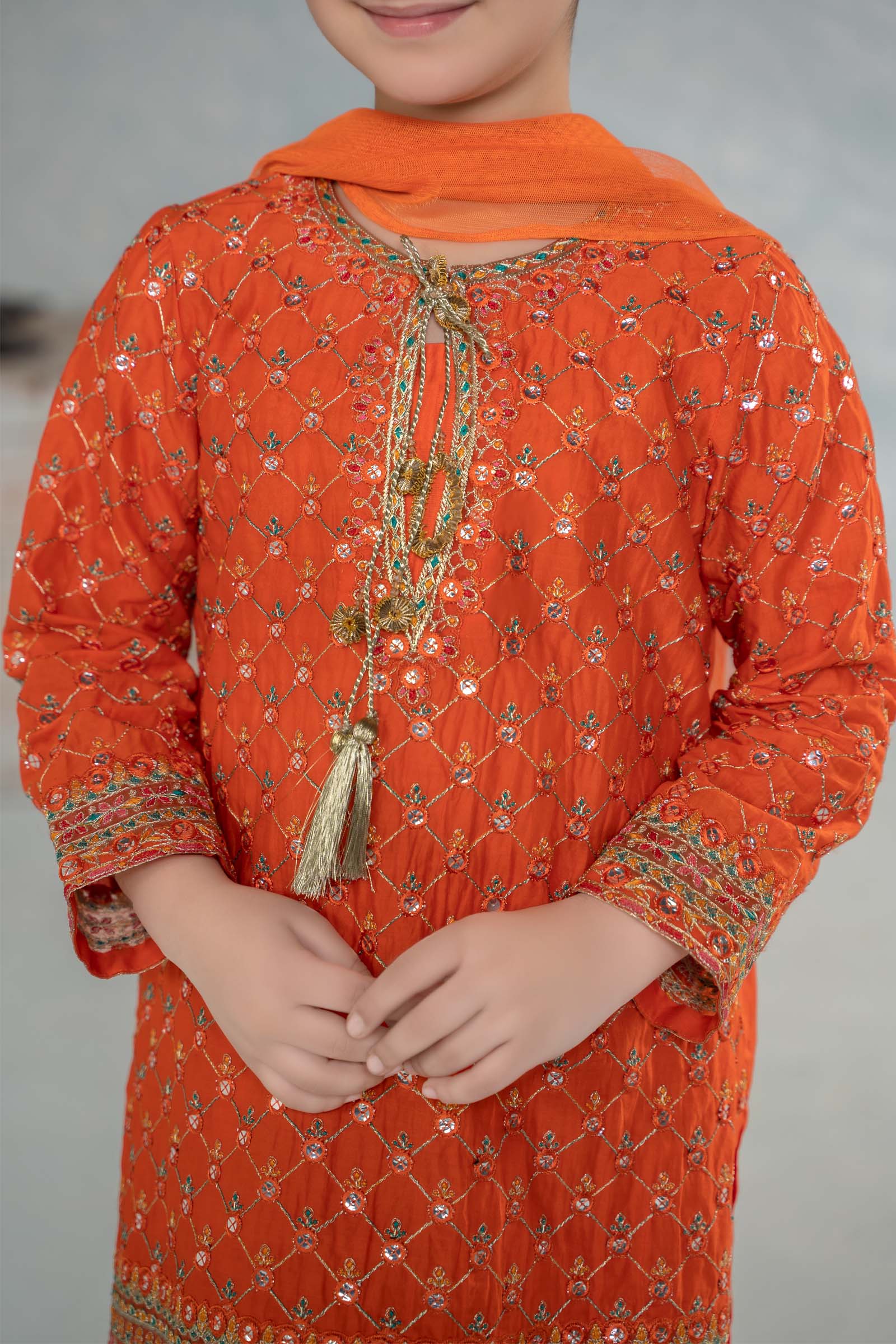 Maria B | 3 Piece Embroidered Lawn Suit | MKD-EF24-09 8-Jun Orange