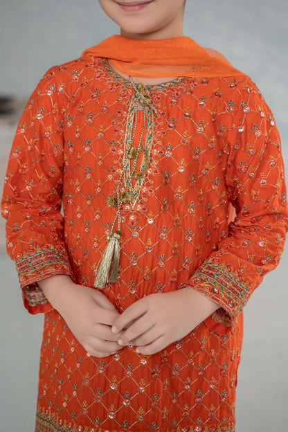 Maria B | 3 Piece Embroidered Lawn Suit | MKD-EF24-09 8-Jun Orange