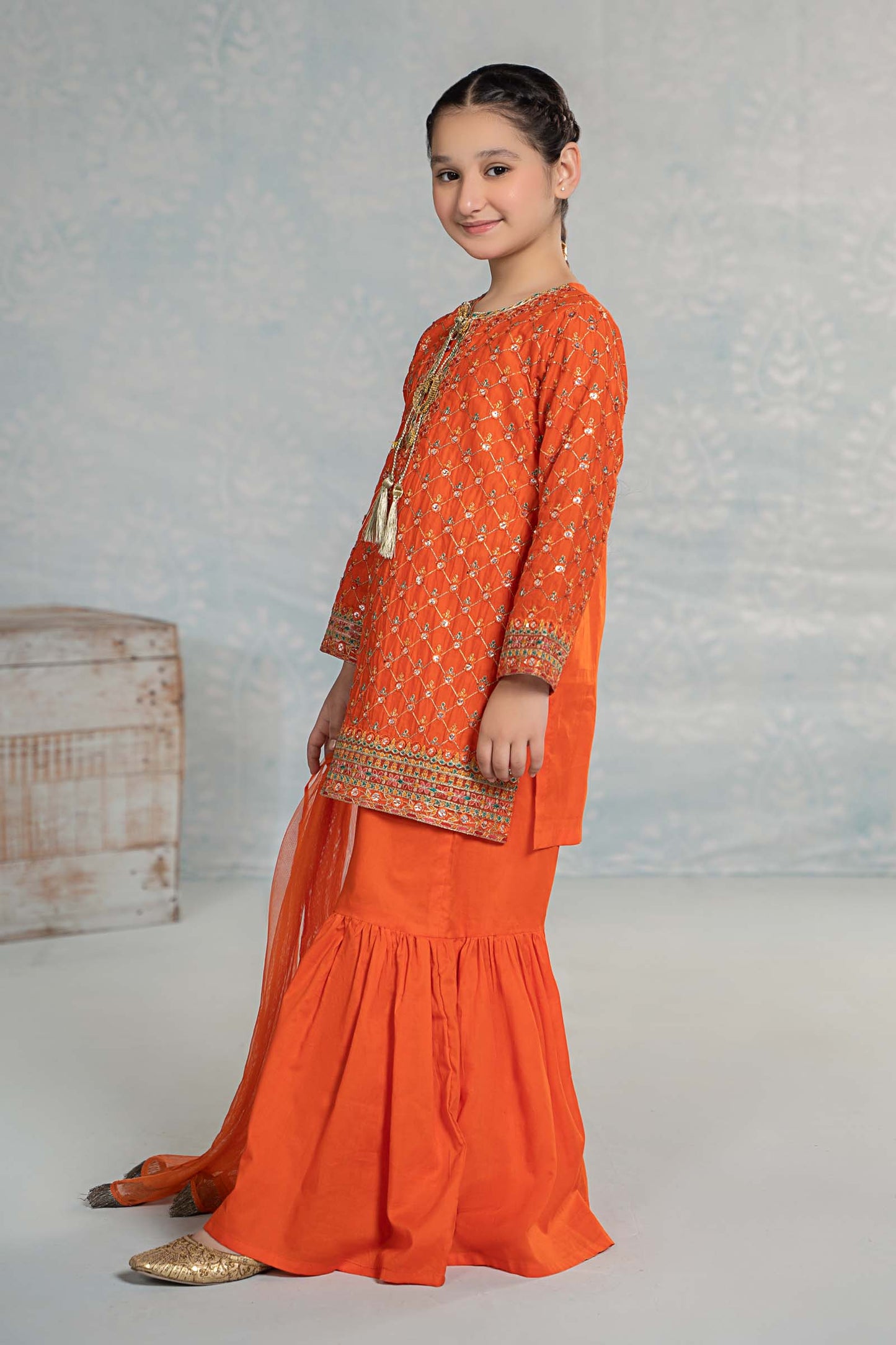 Maria B | 3 Piece Embroidered Lawn Suit | MKD-EF24-09 12-Oct Orange