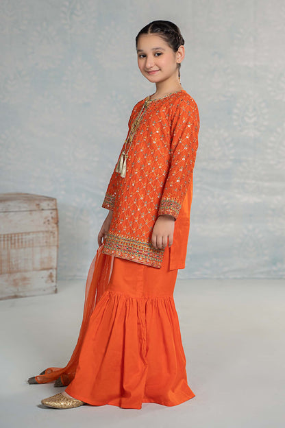 Maria B | 3 Piece Embroidered Lawn Suit | MKD-EF24-09 12-Oct Orange