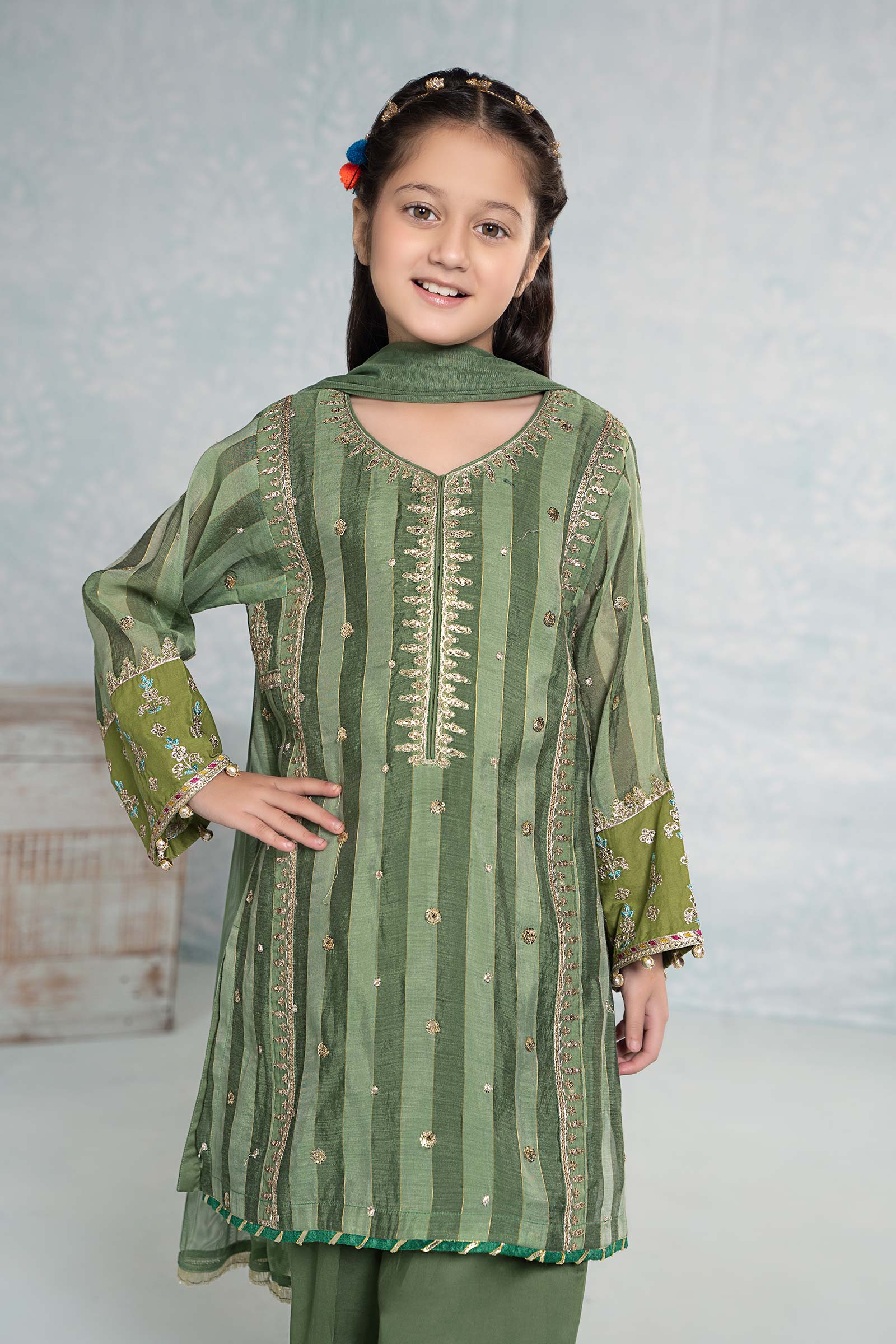 Maria B | 3 Piece Embroidered Yarn Dyed Suit | MKD-EF24-03 8-Jun Green