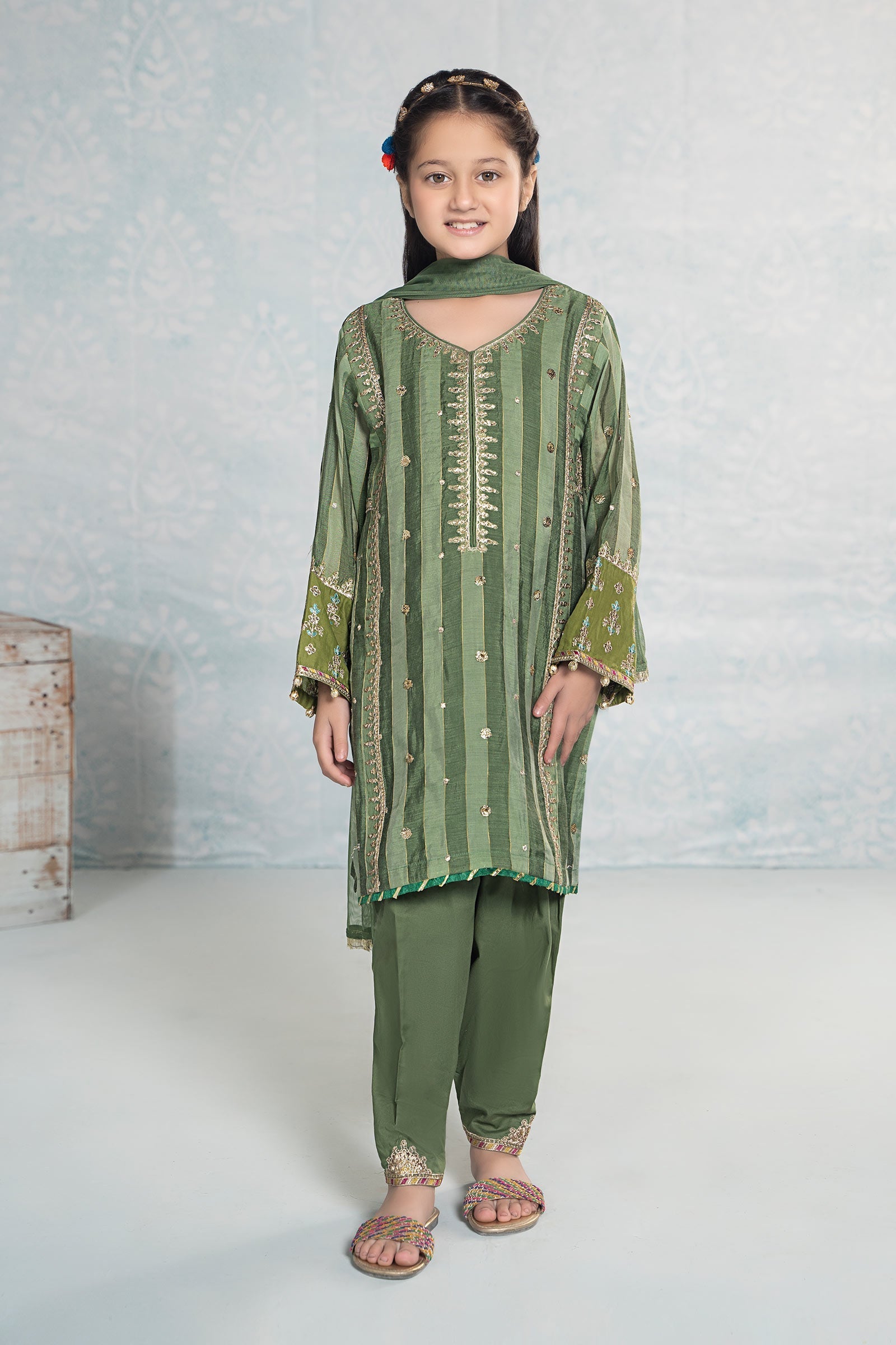 Maria B | 3 Piece Embroidered Yarn Dyed Suit | MKD-EF24-03 4-Feb Green