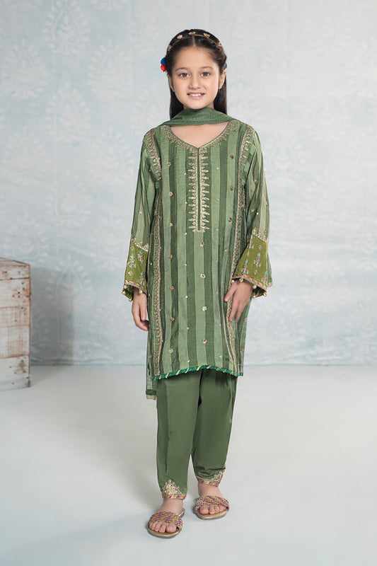 Maria B | 3 Piece Embroidered Yarn Dyed Suit | MKD-EF24-03 4-Feb Green