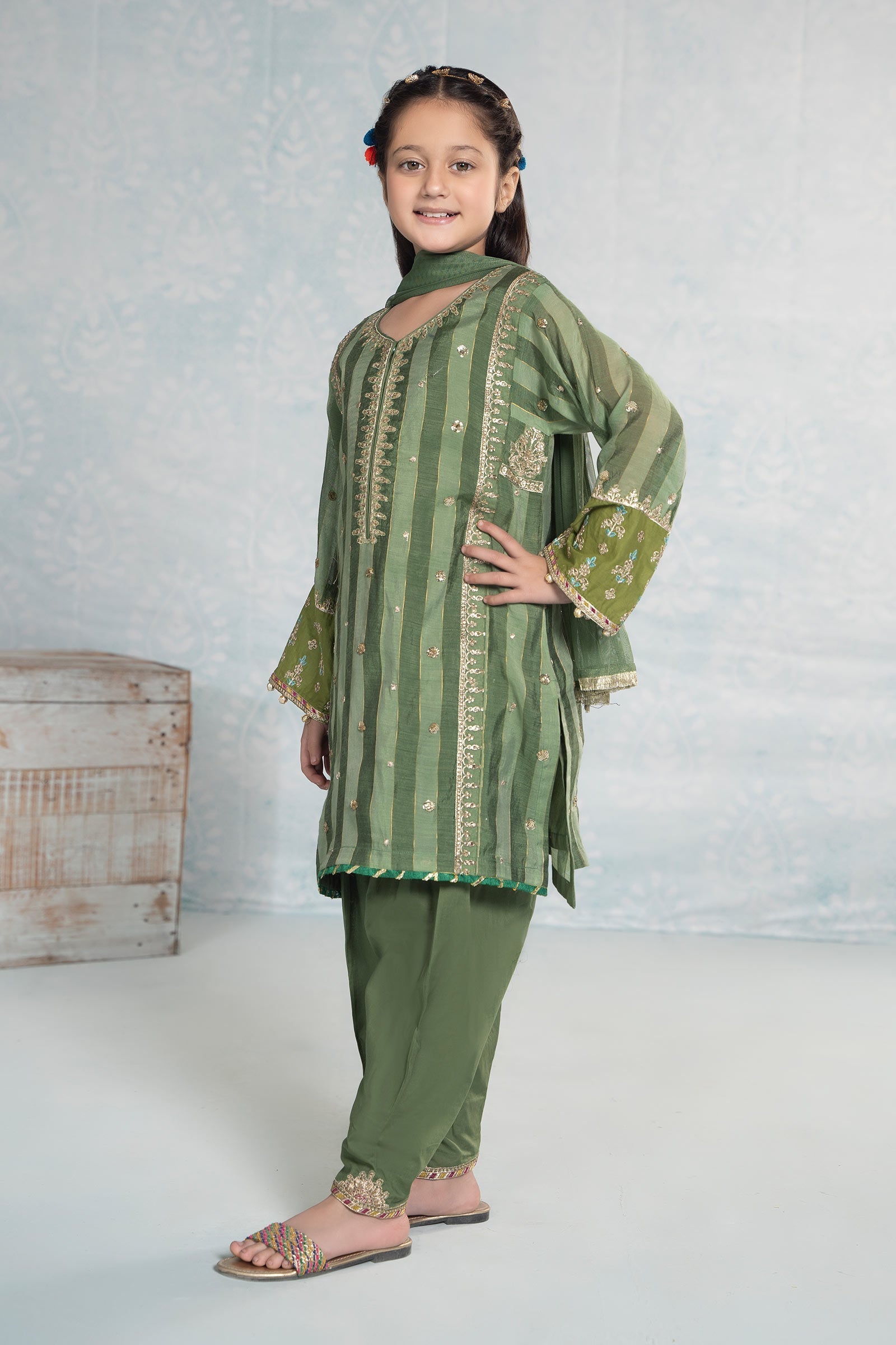 Maria B | 3 Piece Embroidered Yarn Dyed Suit | MKD-EF24-03 14-Dec Green
