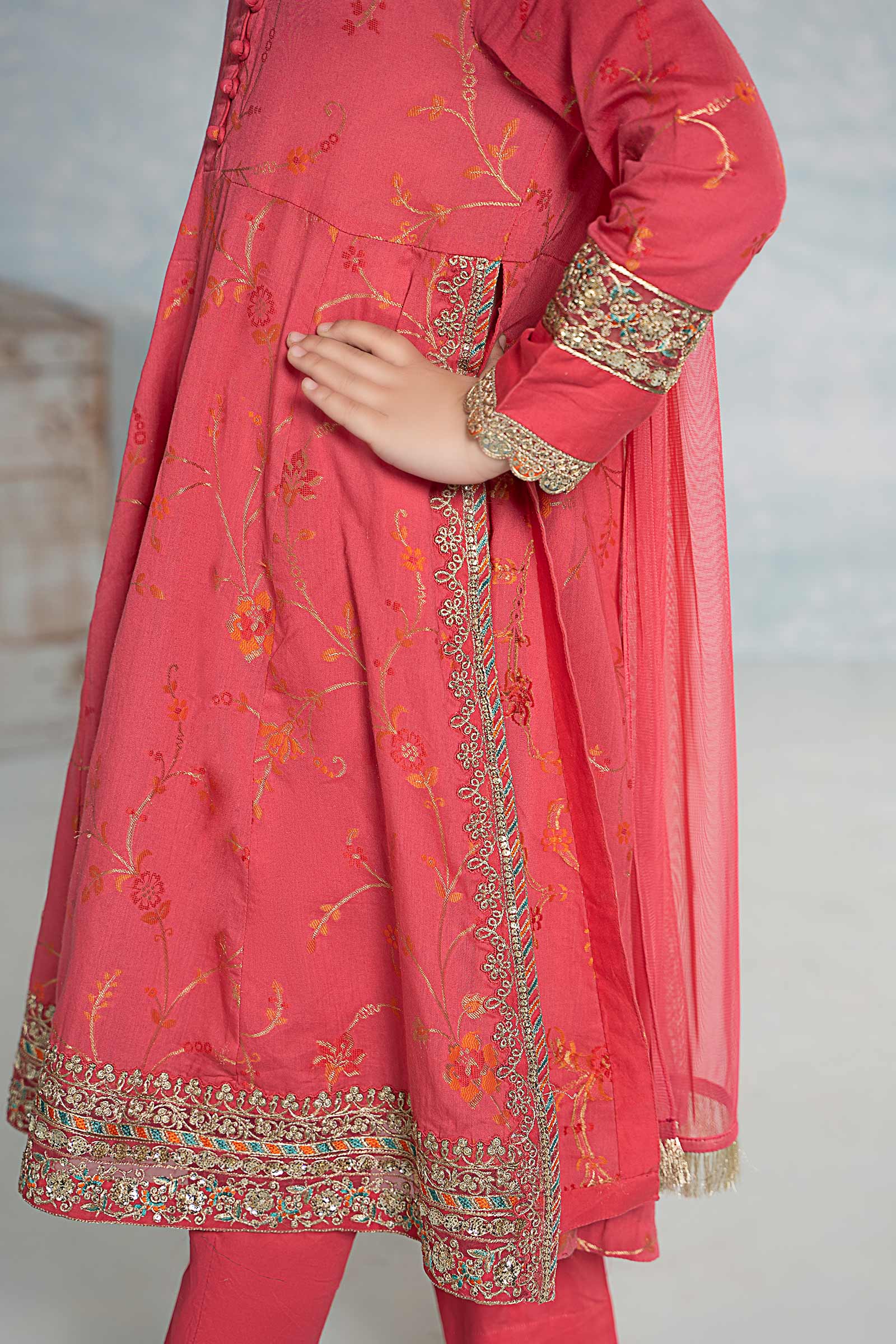 Maria B | 3 Piece Embroidered Jacquard Broshiasuit | MKD-EF24-23 12-Oct Pink
