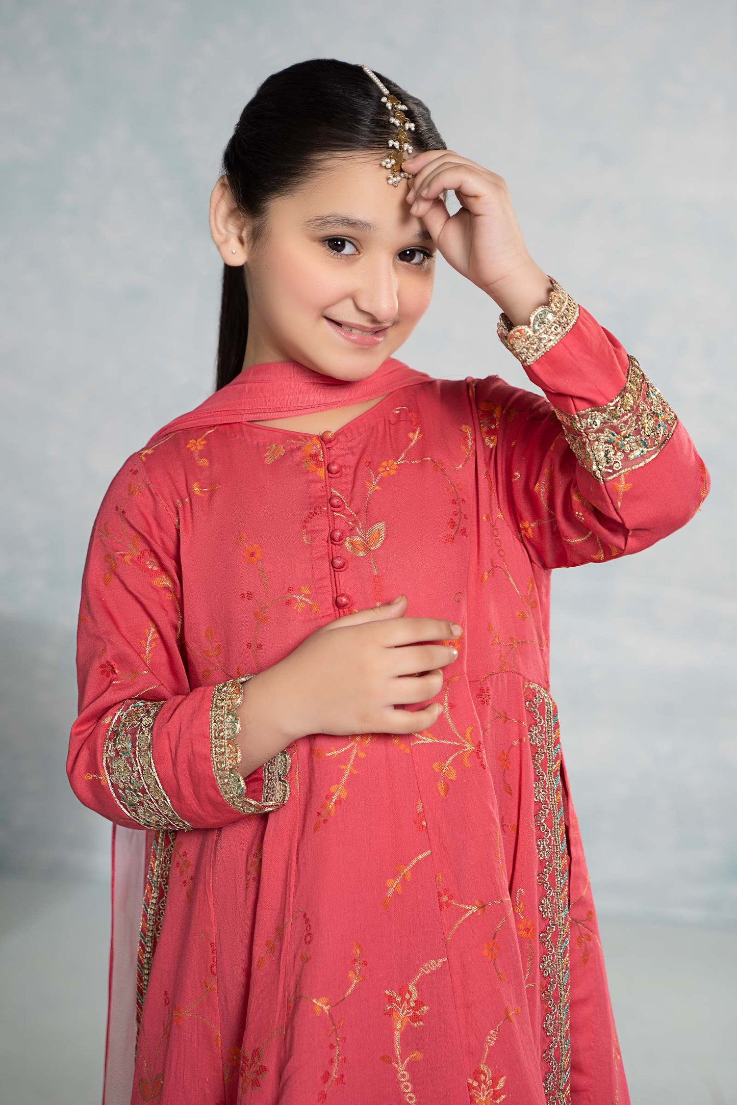 Maria B | 3 Piece Embroidered Jacquard Broshiasuit | MKD-EF24-23 6-Apr Pink