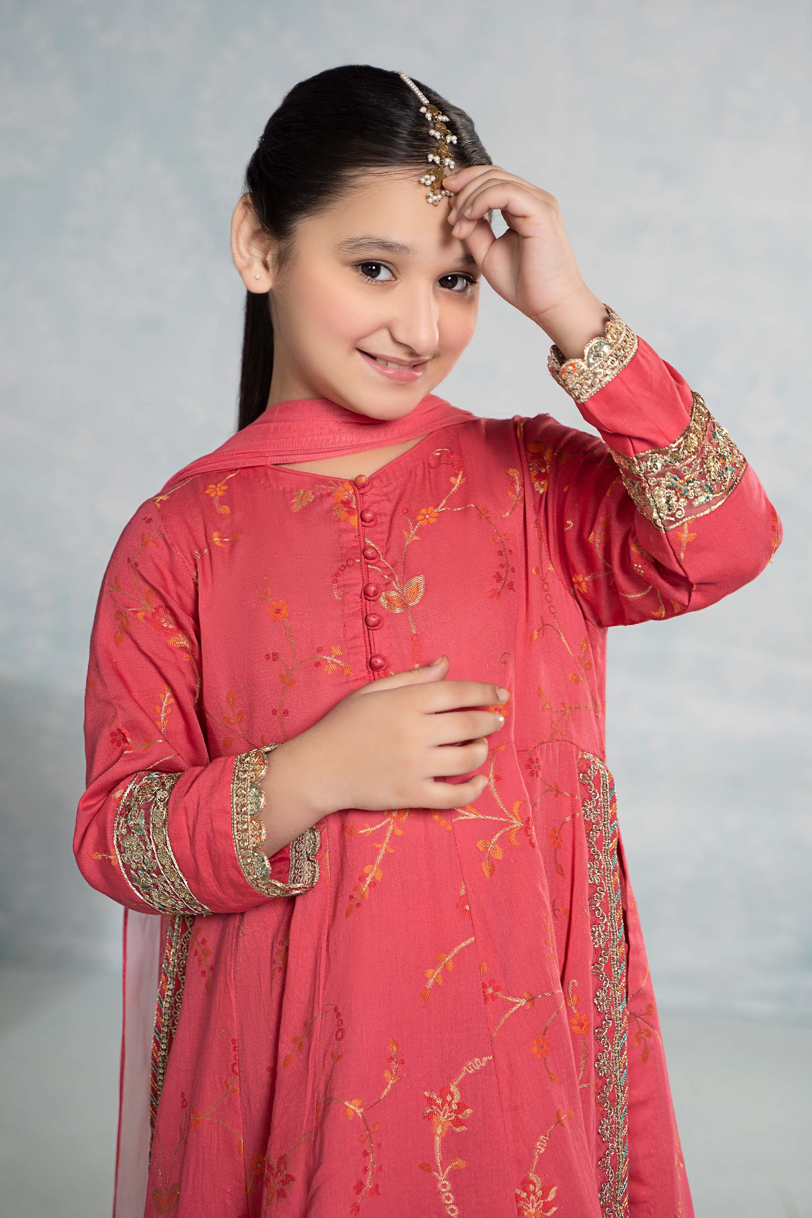 Maria B | 3 Piece Embroidered Jacquard Broshiasuit | MKD-EF24-23 6-Apr Pink