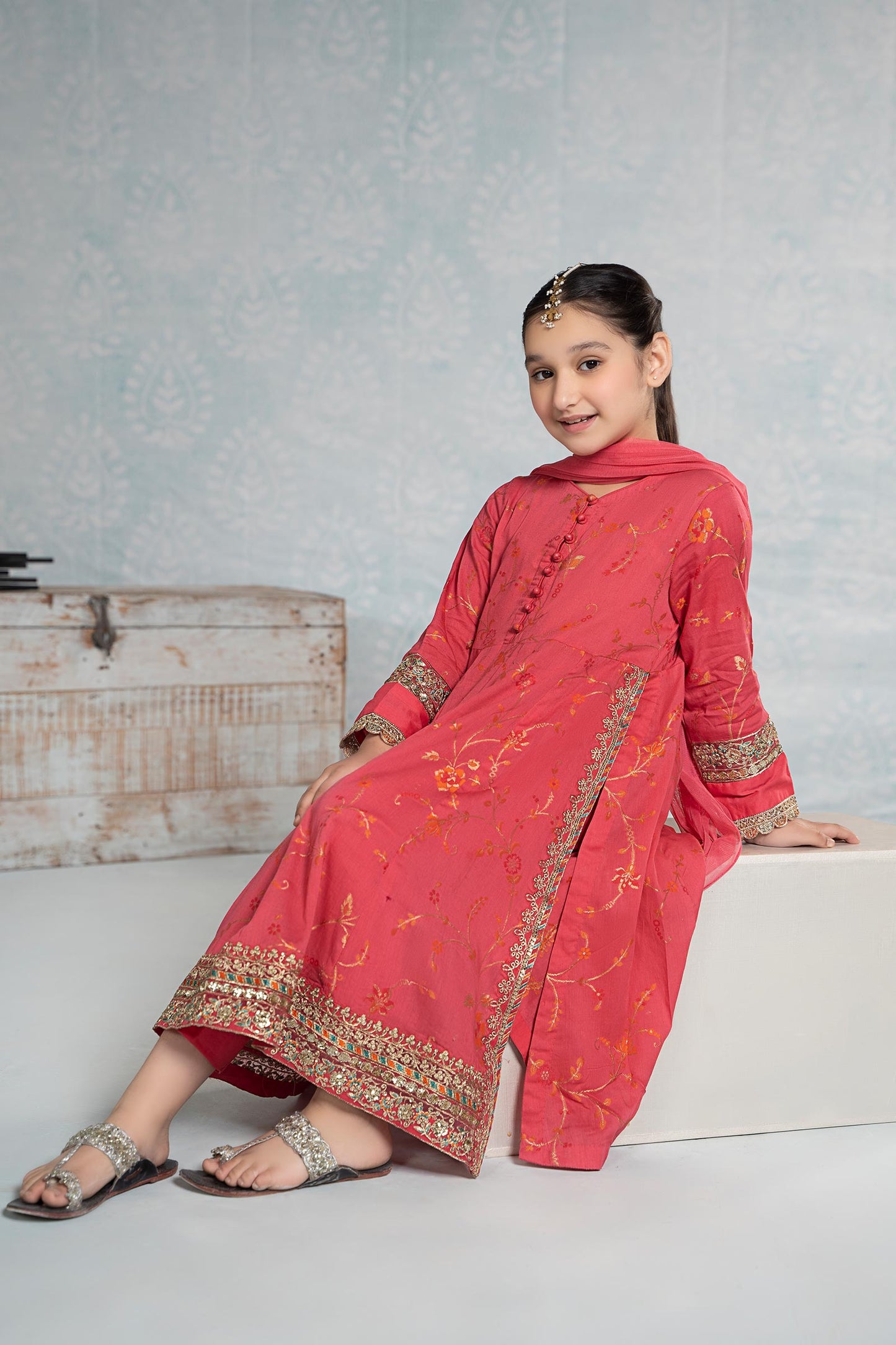 Maria B | 3 Piece Embroidered Jacquard Broshiasuit | MKD-EF24-23 14-Dec Pink