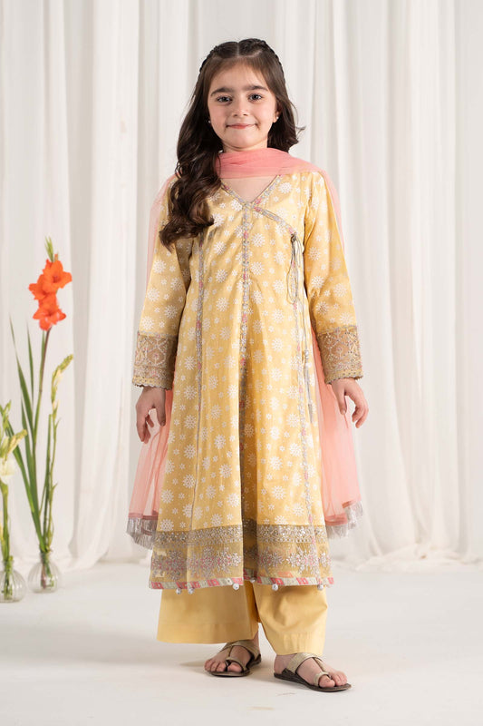Maria B | 3 Piece Embroidered Lawn Suit | MKD-EF25-09 4-Feb Yellow
