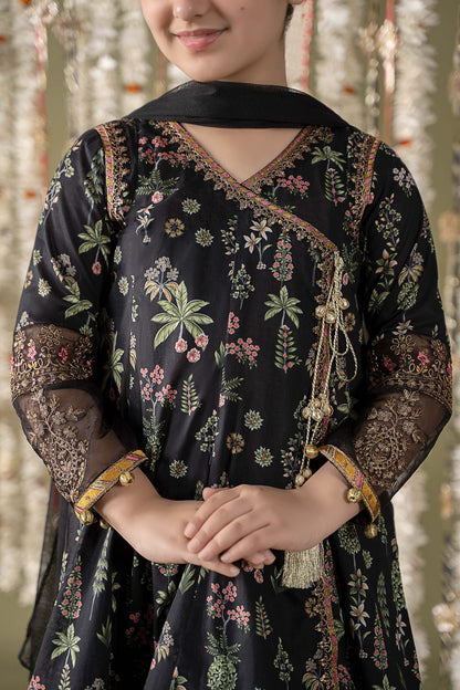 Maria B | 3 Piece Printed Lawn Suit | MKD-EF25-13 12-Oct Black