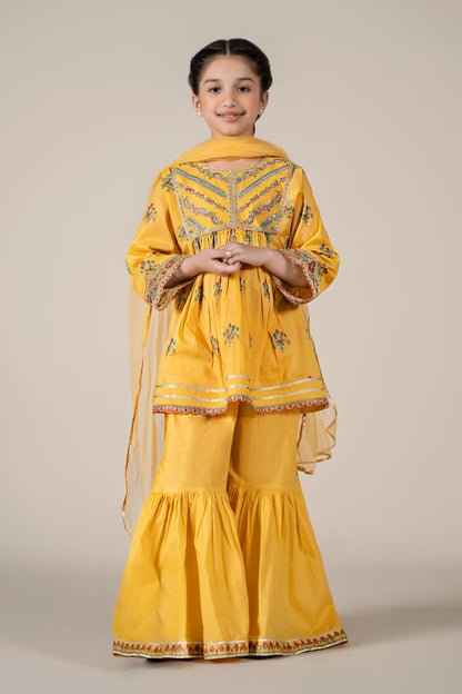 Maria B | 3 Piece Embroidered Lawn Suit | MKD-EF25-15 4-Feb Yellow