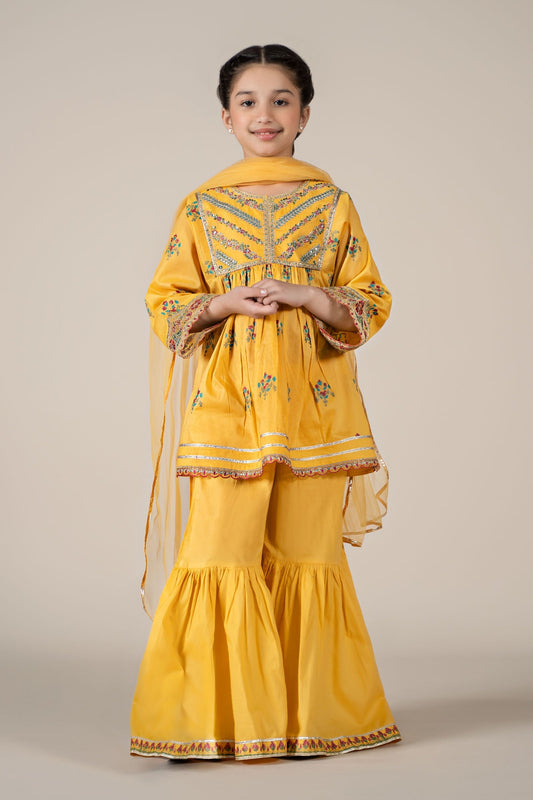 Maria B | 3 Piece Embroidered Lawn Suit | MKD-EF25-15 4-Feb Yellow