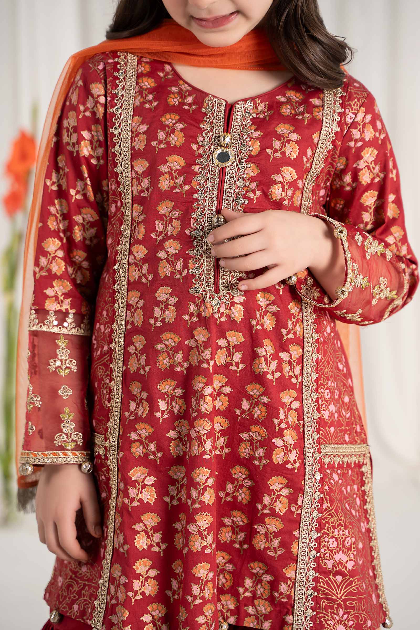 Maria B | 3 Piece Embroidered Lawn Suit | MKD-EF25-23 12-Oct Red
