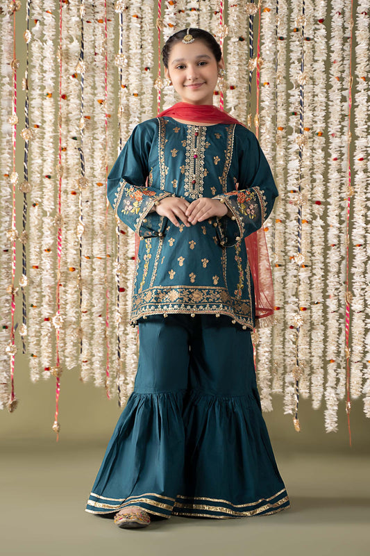 Maria B | 3 Piece Embroidered Lawn Suit | MKD-EF25-24 4-Feb Blue