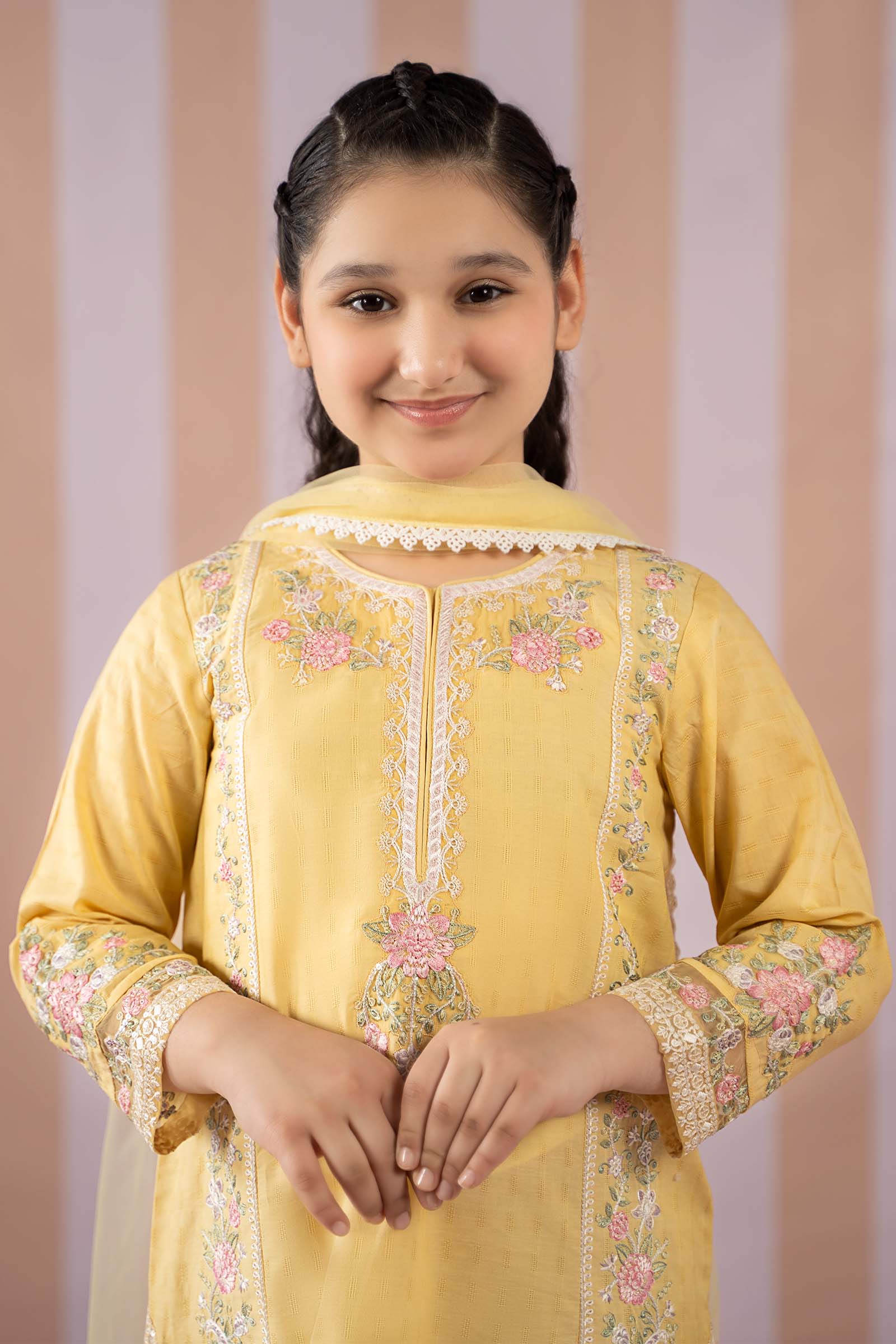 Maria B | 3 Piece Embroidered Dobby Lawn Suit | MKD-EF25-50 8-Jun Yellow