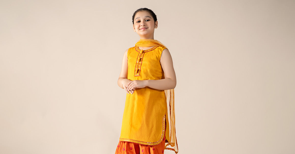 Maria B | 3 Piece Embroidered Dobby Lawn Suit | MKD-EF25-54 10-Aug Yellow